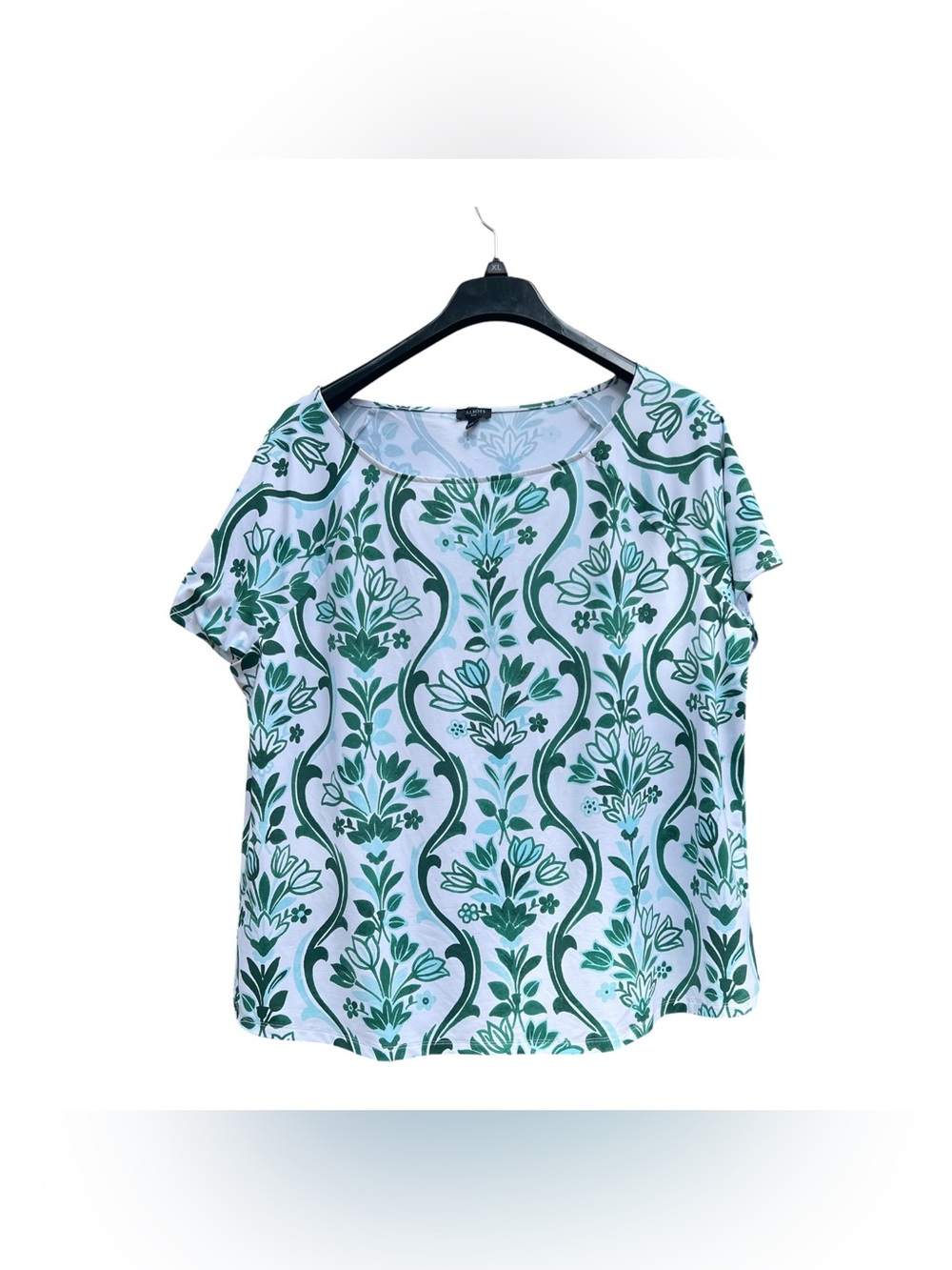 Talbots Plus Size EFFORTLESS JERSEY BATEAU NECK TEE -DAMASK BOUQUET Travel